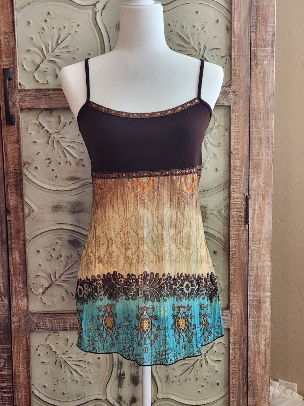 Vintage B.Moss Y2K Boho Embellished Sleeveless Tank Top | Small